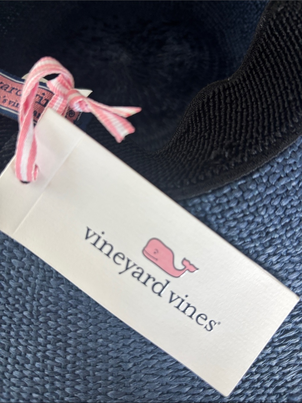 Vineyard Vines Navy Straw Sun Hat with white stitching - Picture 6 of 6